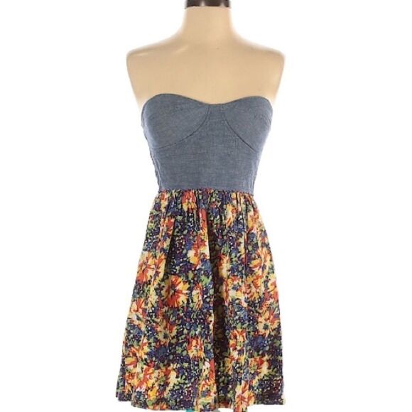 Johnny Martin, strapless denim floral dress - Picture 1 of 3